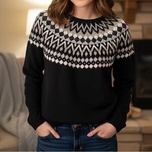 J. Jill Black and Cream Patterned Sweater